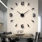 6 видов бесшумных настенных часов, зеркальные акриловые цифровые часы сделай сам, украшение для комнаты, настенная наклейка, простые зеркальные часы для гостиной