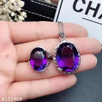 kjjeaxcmy boutique jewelry 925 sterling silver inlaid amethyst necklace pendant ring womens suit party marry birthday gift new