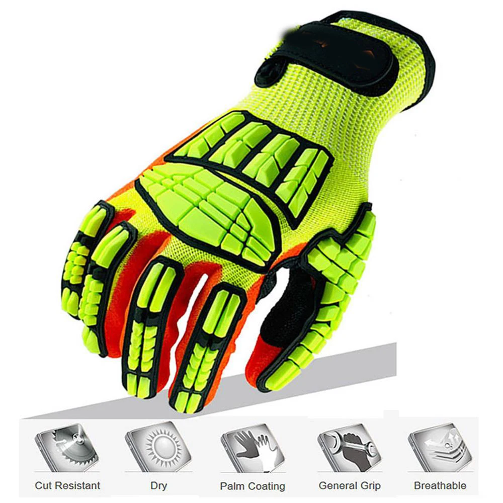 

YUNZE 100% High Quality ANSI A5 Cut Resistant Anti Impact Vibration Glove Safety Working Mechanics Gloves