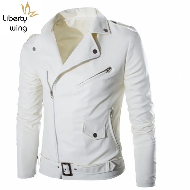 Модная байкерская куртка из искусственной кожи мужская с пряжкой и воротником