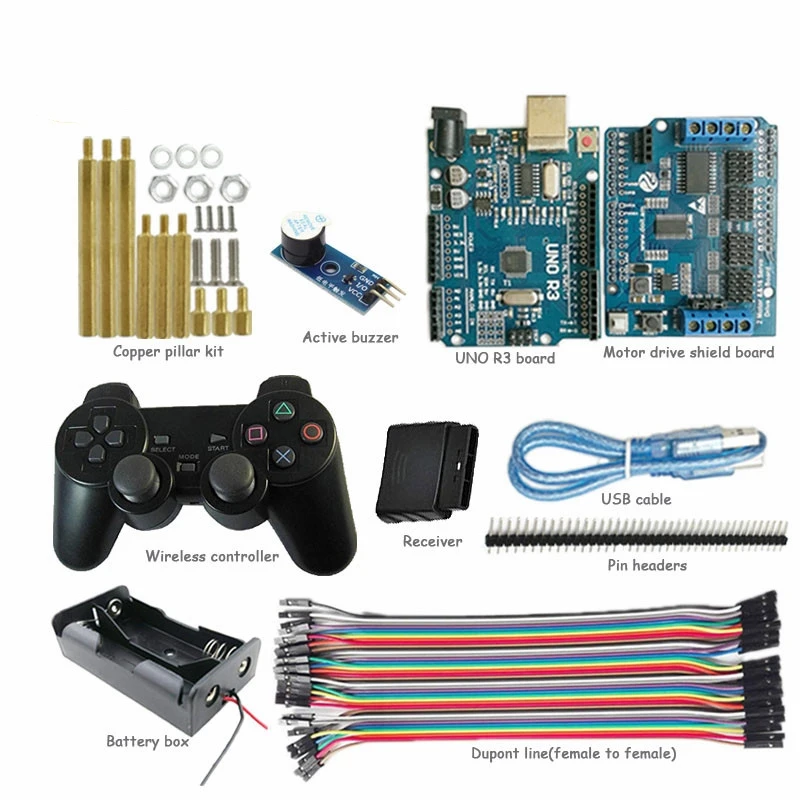 Комплект управления беспроводной ручкой PS2 с платой UNO R3 + плата привода двигателя