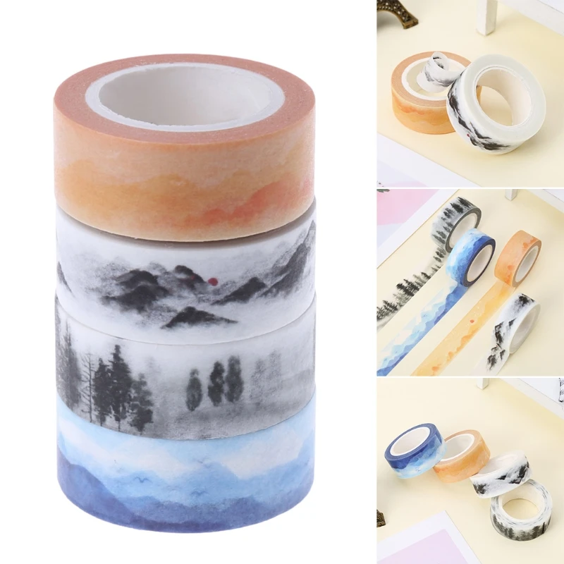 Mountain дизайн 15 мм x 7 м DIY Бумага липкая Наклейка декоративная лента Washi|Офисный