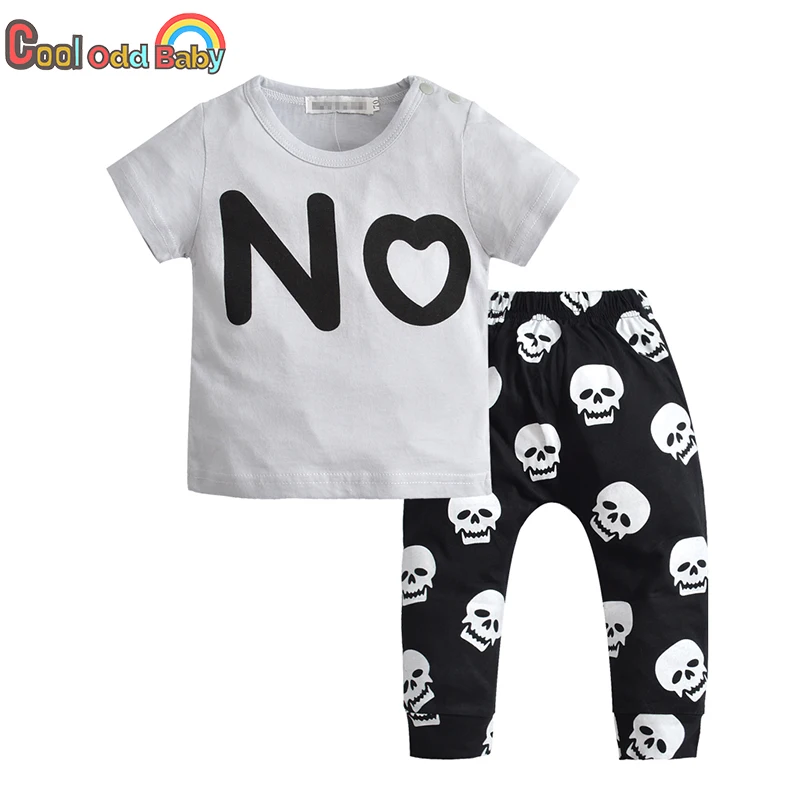 Newborn Baby Girl Clothes Set Short Sleeve Summer Infant Clothing Gray Letter Print T-Shirt and Pants 2 Pcs Kids Casual Outfits