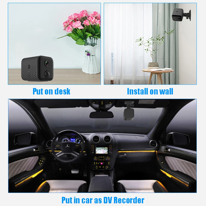 Миниатюрная IP камера Hebeiros HD 1080P с ночным видением Wi Fi аккумуляторная видеокамера