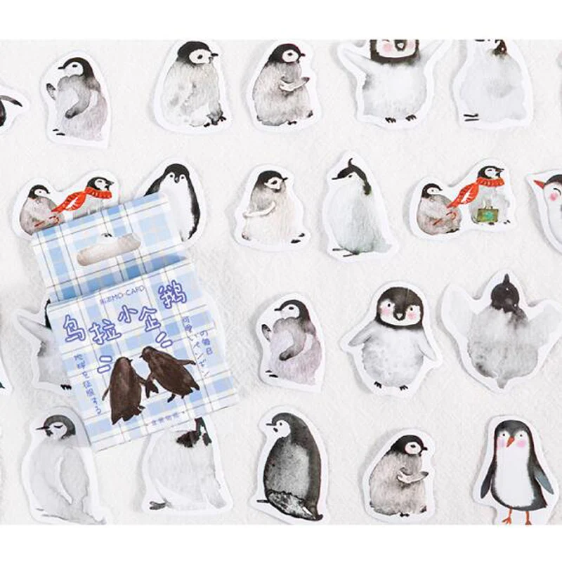 

1 Box (46 pcs stickers) Winter Penguin Life Paper Stickers DIY Scrapbooking Diary Album Decoration