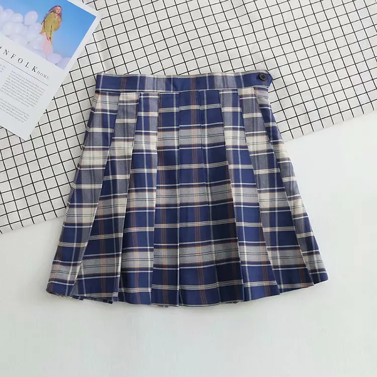 

Women Stylish Pleated Mini Skirt Fashion High Waist Plaid Print School Uniform A-Line Outwear Trendy Casual Preppy Style Sweet