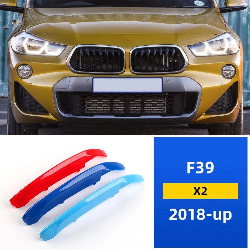 3pcs For BMW X1 X2 E84 F48 F49 F39 ABS Tricolor Front Center Grille Insert Trim Car Decor Stickers Car Accessories Wholesale
