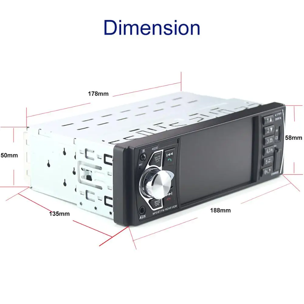 Авторадио 1 Din автомобильное радио Bluetooth стерео аудио oto teypleri заднего вида Vamera 4022d