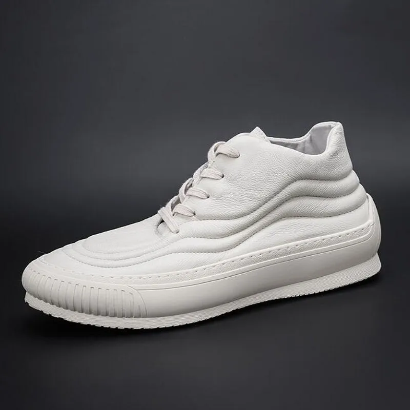 Мужские кроссовки с высоким берцем повседневная обувь из натуральной воловьей