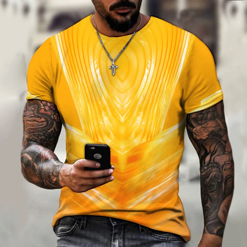 

New design men's T-shirt texture line symmetrical 3D printing Fashion Casual Short Sleeve Top T-shirt Asian size xxs-6xl