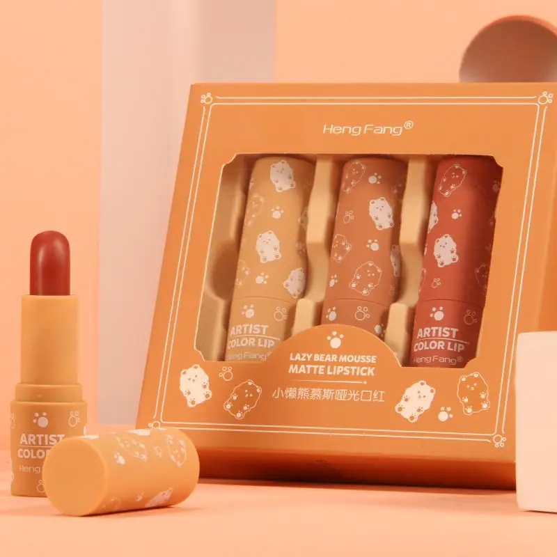 Набор бархатных матовых помад 3 шт./компл. стойкие пикантные губы глазурь