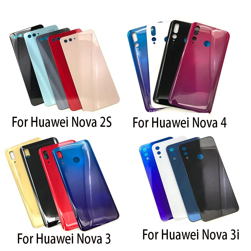 

Новое заднее стекло для Huawei Nova 4 3 3i 2 2S, Задняя стеклянная крышка батарейного отсека, задняя крышка корпуса, панель