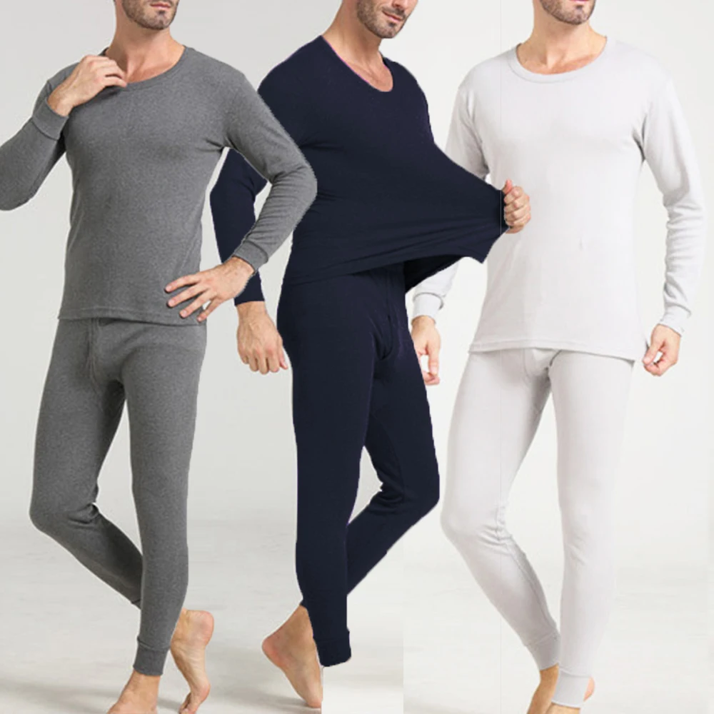 

Autumn Top+Pants Solid color Long Johns Warm Mens T Shirt Trouser Full Sleeve