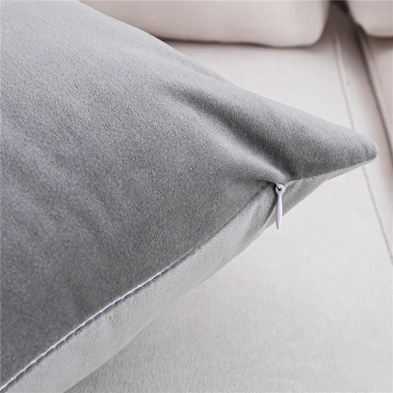 Мягкий серый бархатный чехол для подушки однотонные наволочки дивана стула