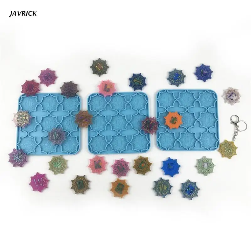 

3 Pcs Alphabet Mandala Phone Sticker Decorations Epoxy Resin Mold Keychain Badge Silicone Mould DIY Crafts Jewelry Pendant Tools