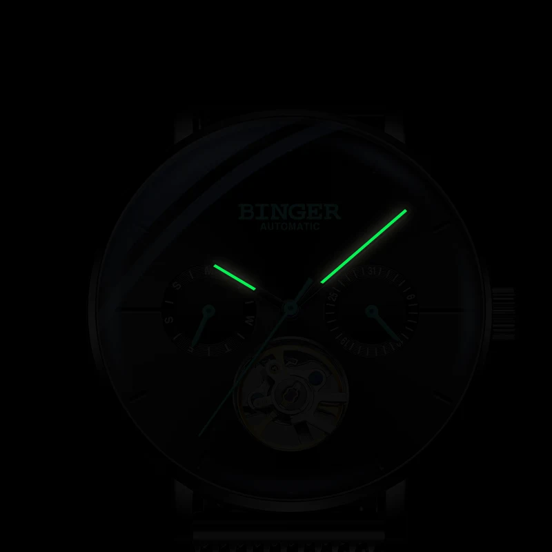 Tourbillon BINGER мужские часы Топ бренд Роскошные спортивные механические Мужские