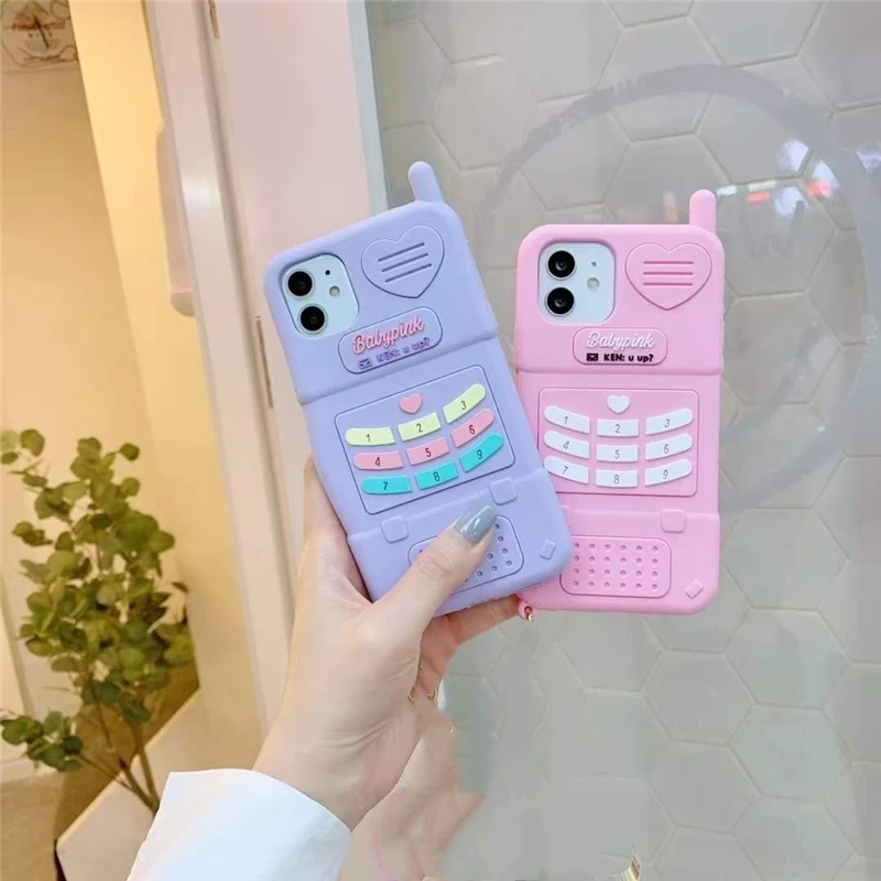 

Cute Pink Love Heart Kid Girl Gift Phone Case for Iphone 12Mini 11Pro Max XR XS Max 6 7 8 Plus SE 2020 Soft Silicone Back Cover