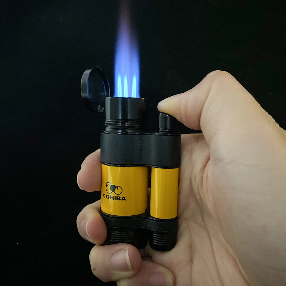 Набор зажигалок COHIBA для сигар комплект ффонарь Рей С 2 струями пламени газа