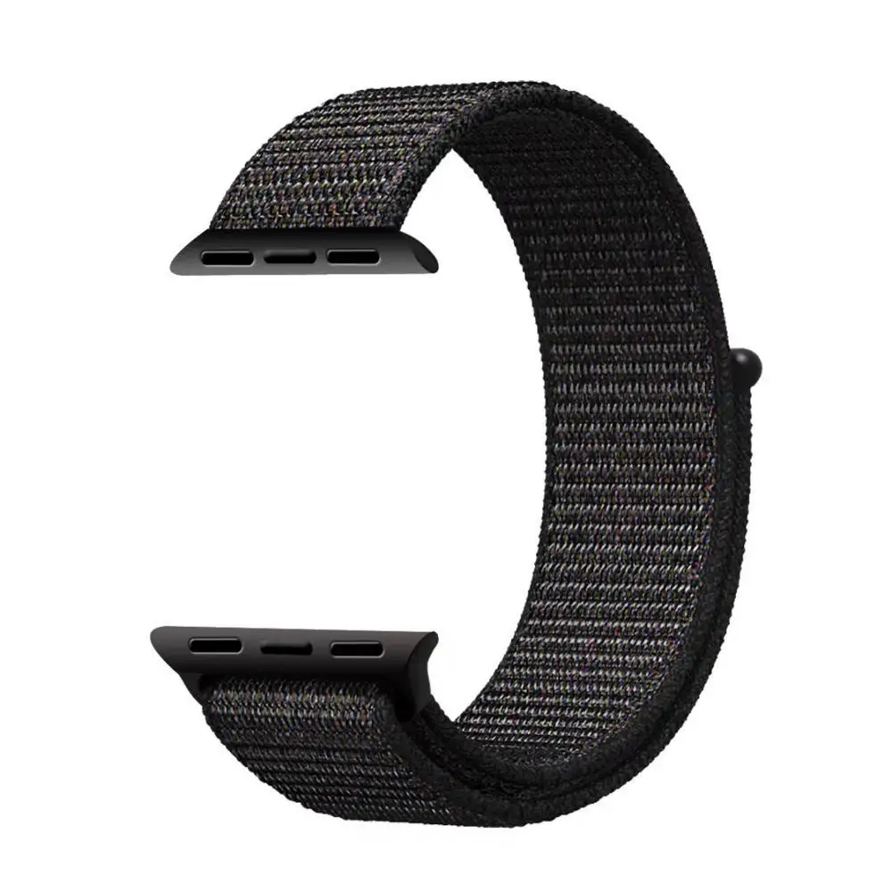 Тканый нейлоновый ремешок для iWatch Apple Watch sport loop bracelet тканевый ремешок 38 мм 42 мм Apple watch band 1 2 3 4 40 мм 44 мм ремешок для часов - Цвет ремешка: Black