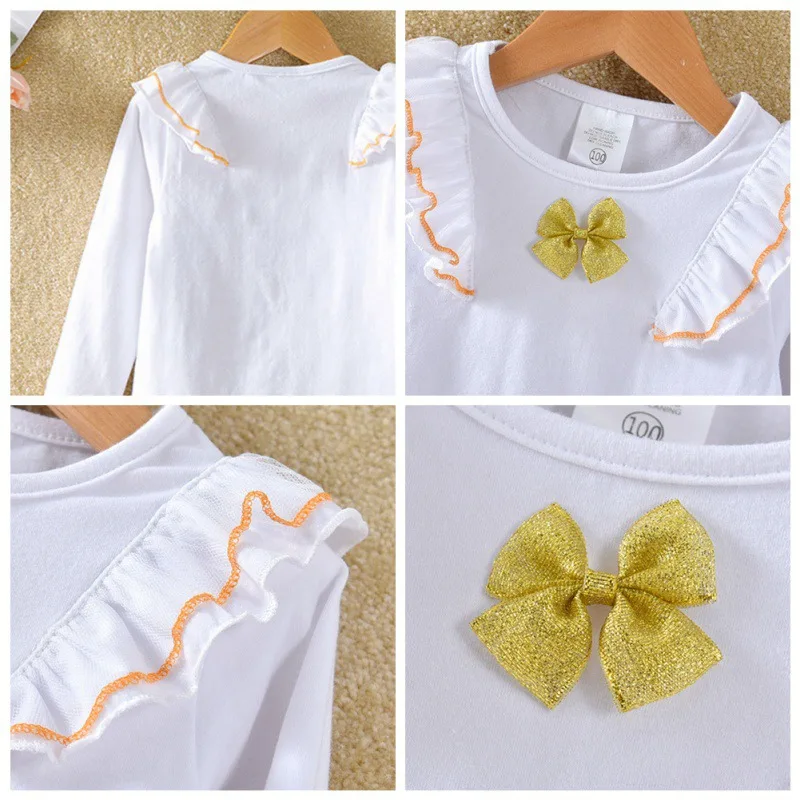 Топы для маленьких девочек Осенние топы с длинными рукавами и рисунком кролика