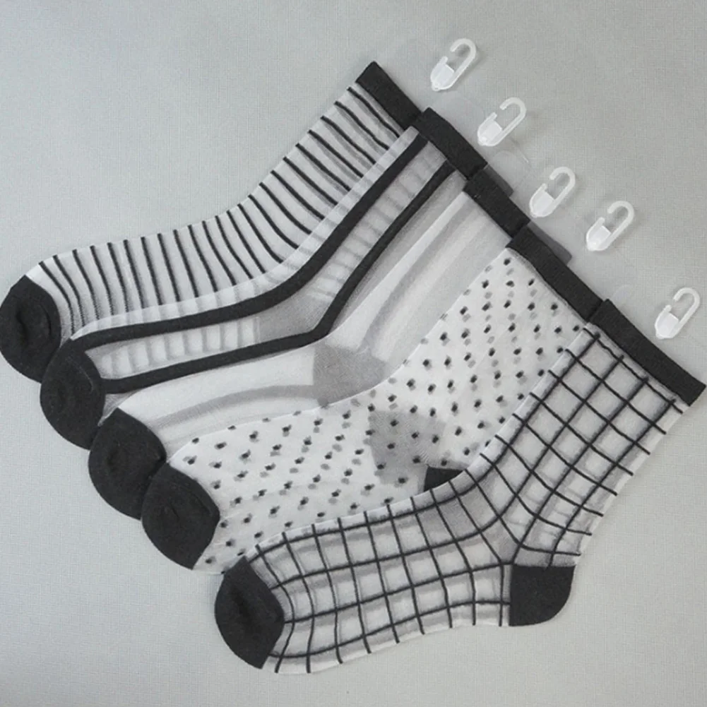 Летние кружевные шелковые женские носки короткие сетчатые по щиколотку