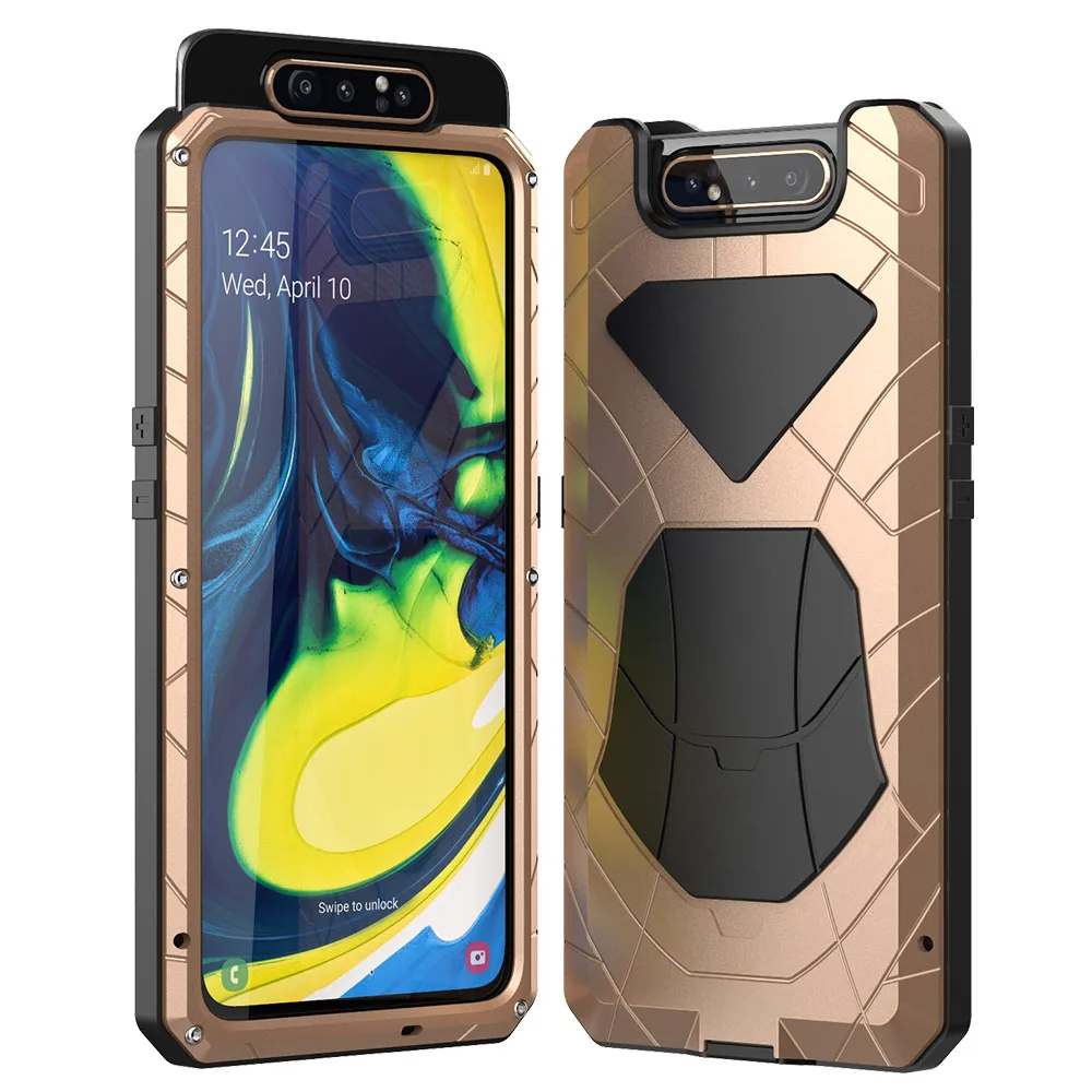 Для samsung Galaxy A80 твердый корпус для телефона Алюминиевый металлический корпус Закаленное стекло Защитная крышка для экрана сверхмощная Защитная крышка