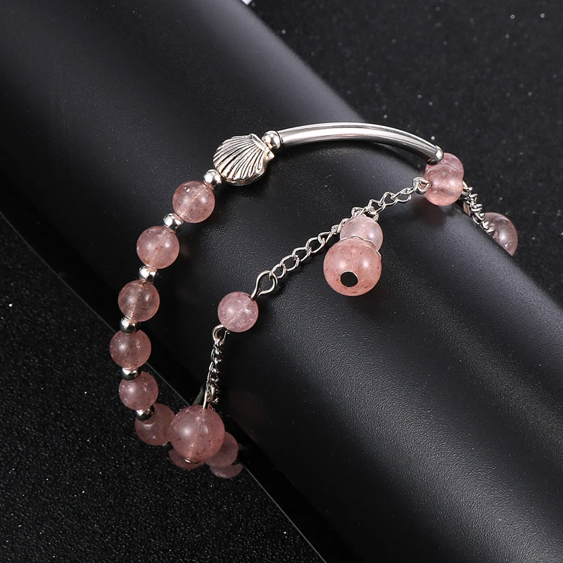 Корейские женские браслеты с натуральным камнем украшенные кристаллами из