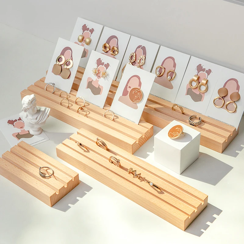 

Jewellery Making Supplies Earring Organizer Ring Display Stand Jewelry Wood Earring Hoder Jewellery Packaging Ring Case