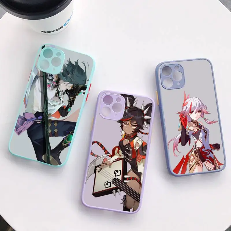 

FHNBLJ genshin impact Phone Case for iPhone X XR XS 7 8 Plus 11 12 pro MAX Translucent Matte Shockproof Case