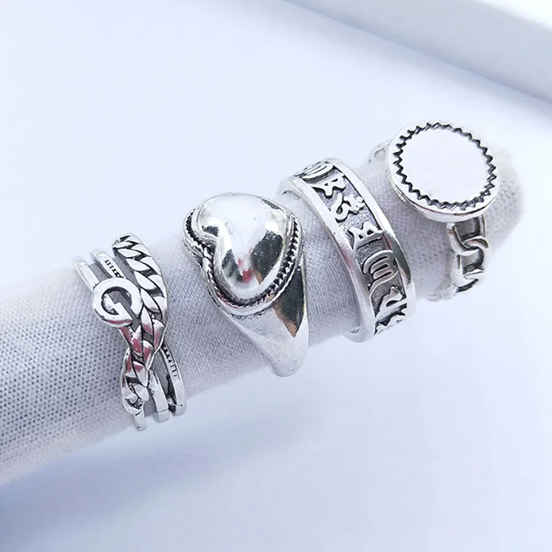 Кольцо с цифрами и сердечками 5 шт. | Украшения аксессуары