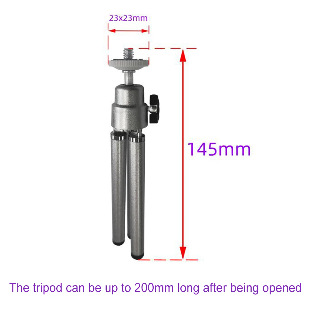 Protable Mini Tripod Aluminum Metal Light Weight Folding Tripod Stand Mount 1/4 Screw for Smartphone with Phone Clip Tripod