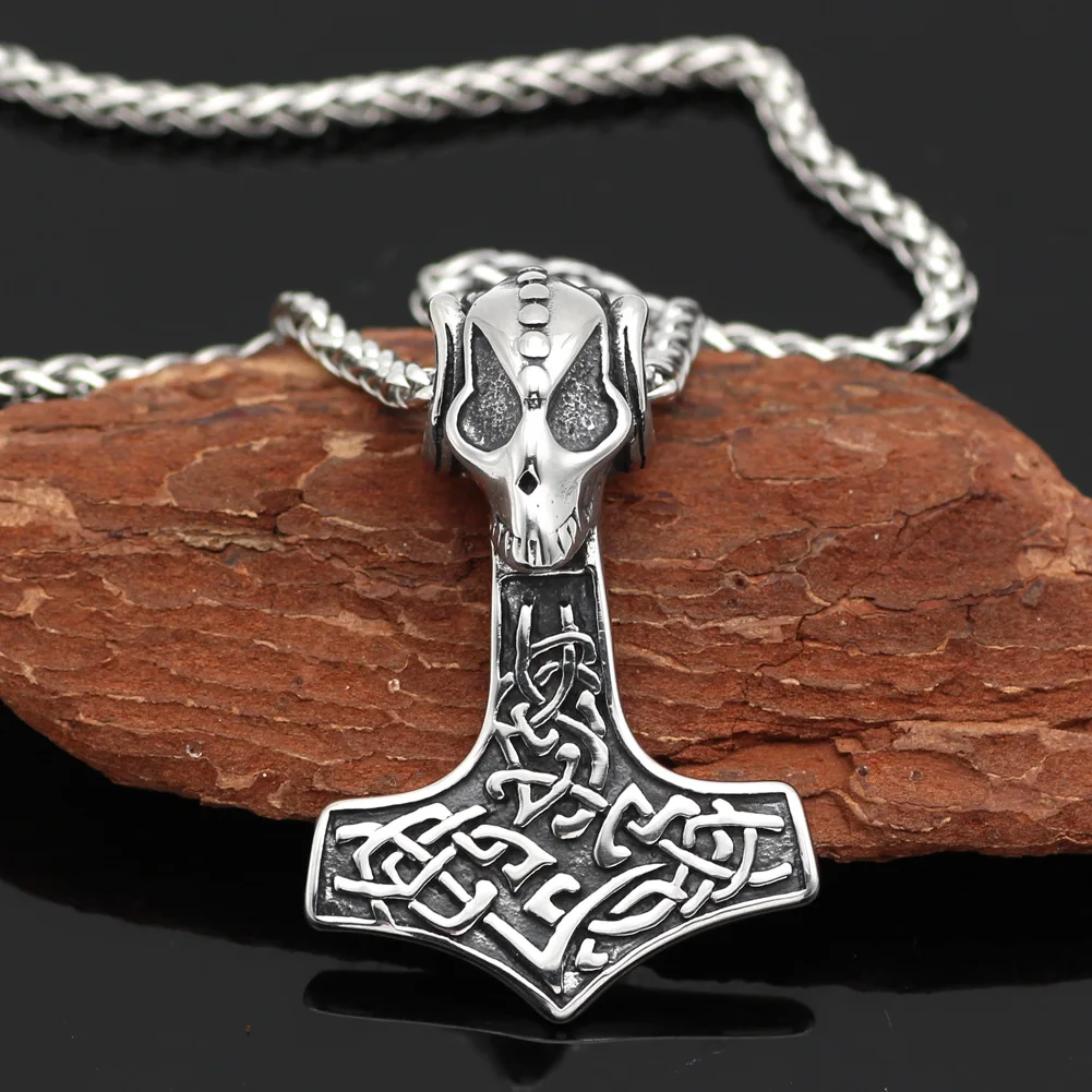 Youshone Norse из нержавеющей стали викингов череп козла Молот Тора амулет в виде