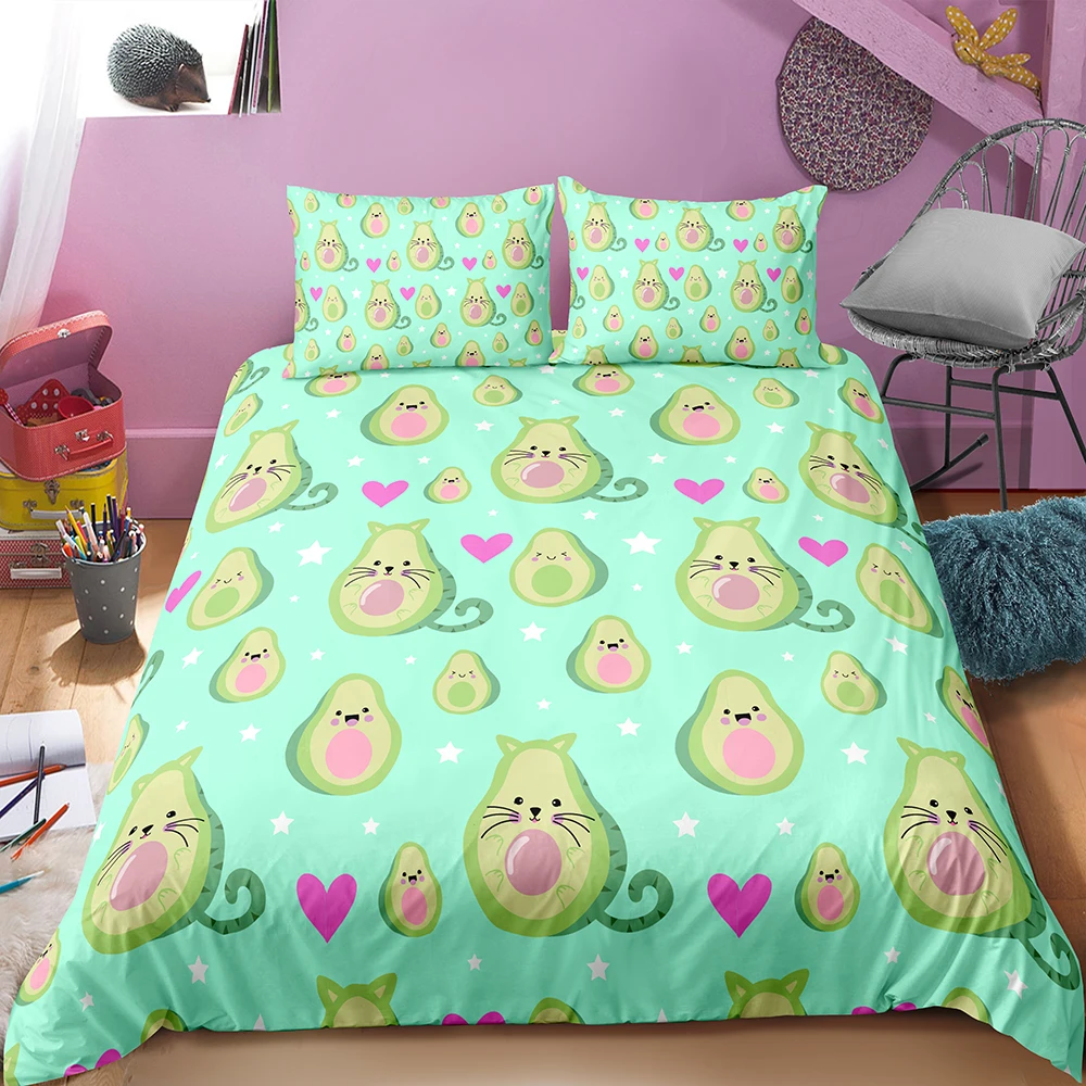 Комплекты постельного белья с принтом бананов и яблок комплект пододеяльником