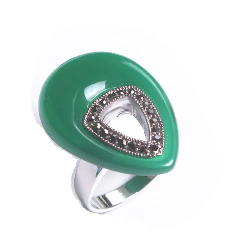 Размер 7 9 темно зеленое кольцо в форме капли воды для женщин и девушек ювелирные