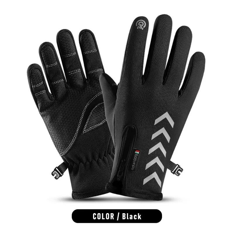 

Bicycle Warm Gloves Outdoor Waterproof Skiing Gloves Plush Touch Screen Reflective Riding Gloves