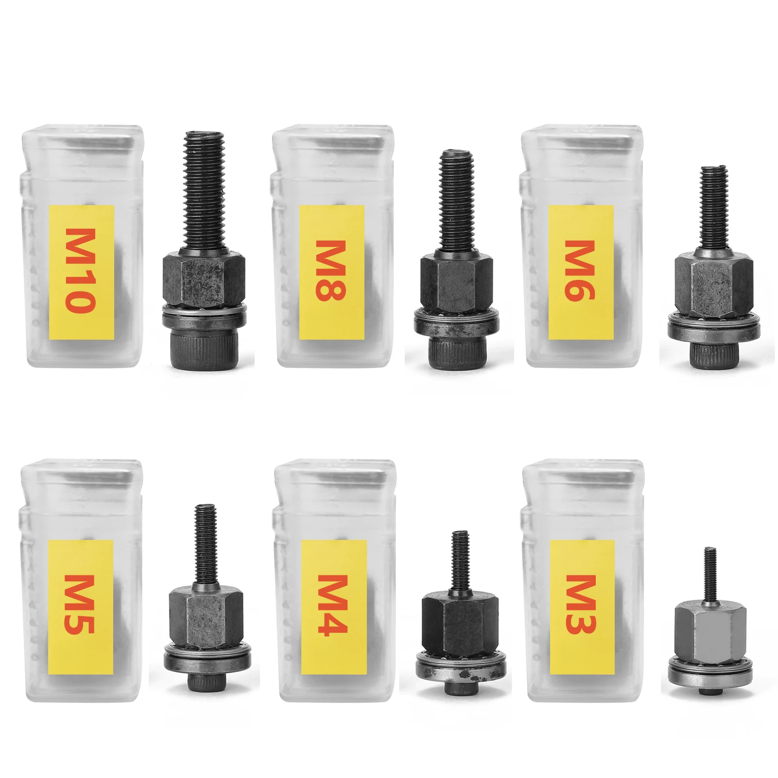 

6pcs Riveter Machine Accessory Threaded Mandrel Rivet Nut Tool Adapter Pull Rod Riveter Replacement Riveting Heads 30pcs Nuts