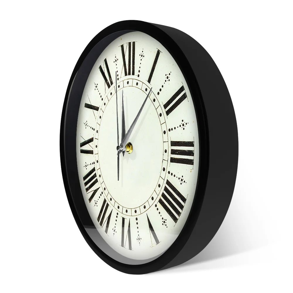 

Retro Rustic Roman Numerals LED Luminous Wall Clock Mental Frame Vintage Roman Numbers Home Decor Quartz Watch Sound Control