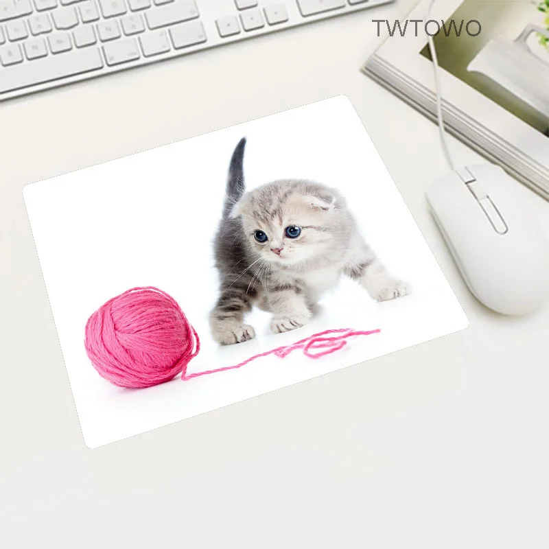Милая подвеска с масштабным котенком резиновая прямоугольная Мышь Pad для