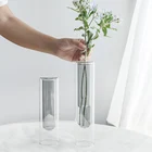Прозрачная стеклянная ваза в скандинавском стиле, простая гидропонная ваза с 2 цветами для домашнего декора, JW