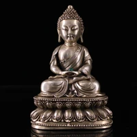 tibetan monastery collection of pure copper gilt silver inlaid gemstones of infinite life buddha prince buddha sakyamuni statue