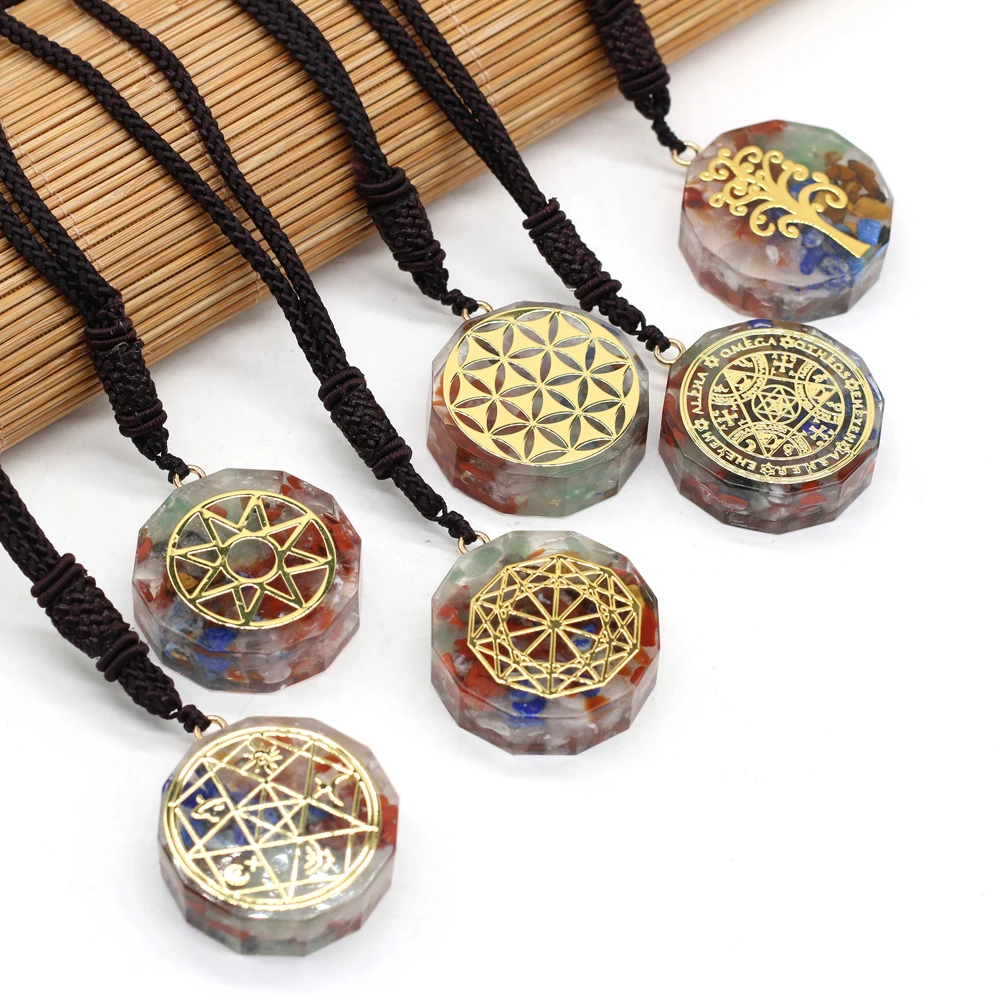 

2021New Fashion Seven Chakra Stone Pendant Necklace Natural Crystal Pendants Necklace for Making DIY Jewerly Best Gift35x35x10mm