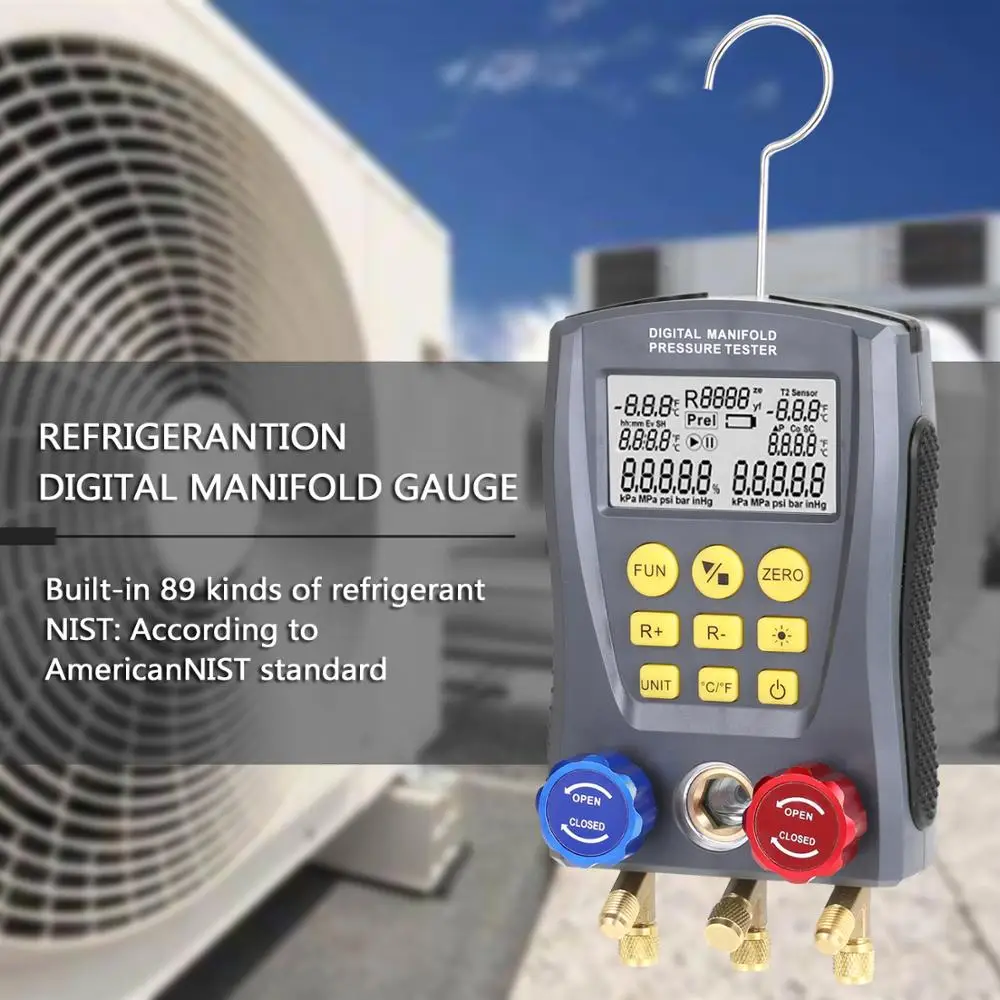 Цифровой вакуумный манометр измеритель температуры в холодильнике и системах
