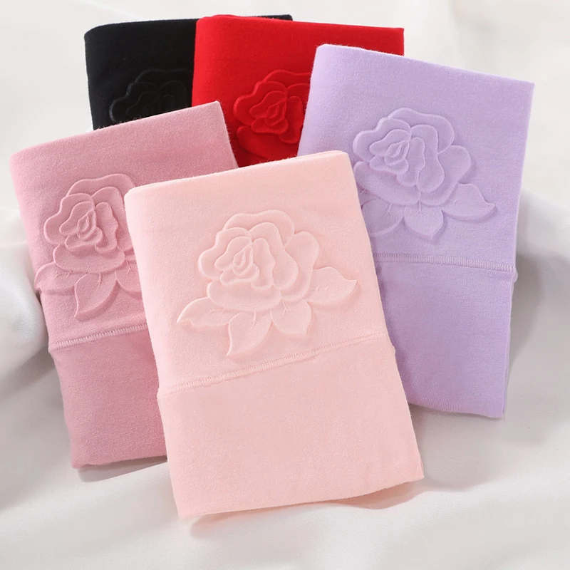 

Cotton women's panties elastic soft large size XXXL Embossed ROSE Ladies underwear Breathable sexy High waist briefs