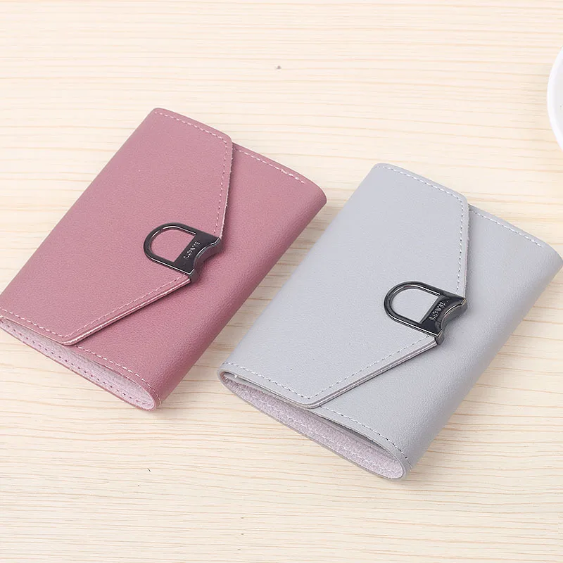 

Vintage Ladies Hasp Wallets Buckle Coin Purses Women Short Card Holder Top Quality Money Pockets with Soft Leather porte monnaie