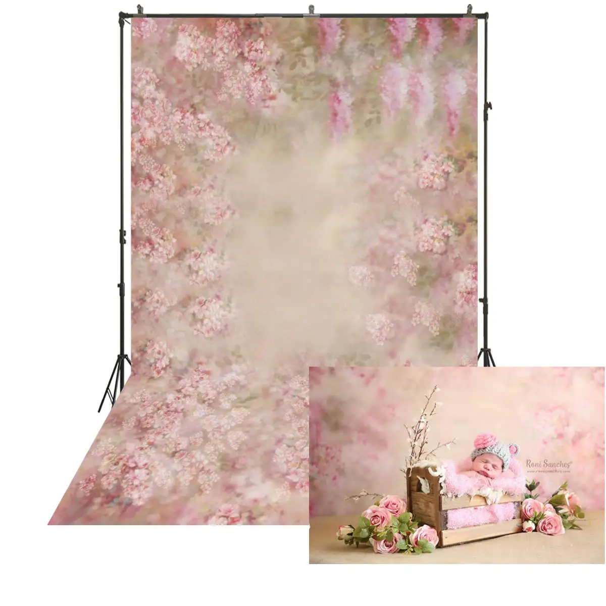 Фон для студийной фотосъемки с розовыми цветами новорожденных детей фон Фотофон