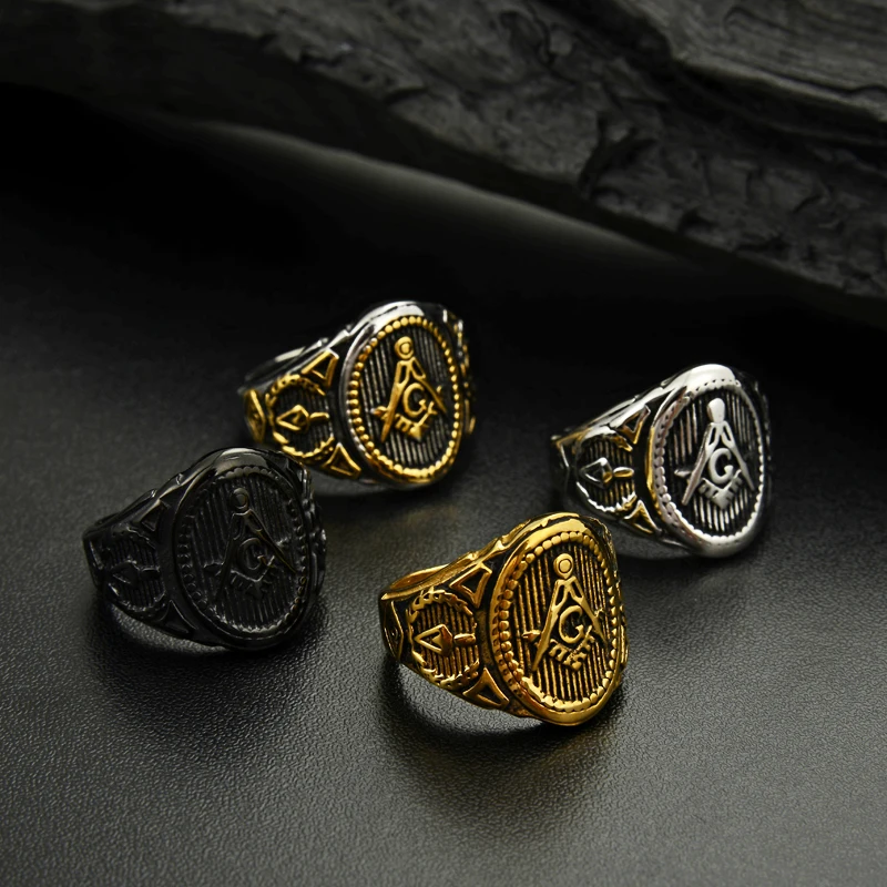 Серебряные кольца в стиле колледжа из нержавеющей стали Бижутерия фремасона для