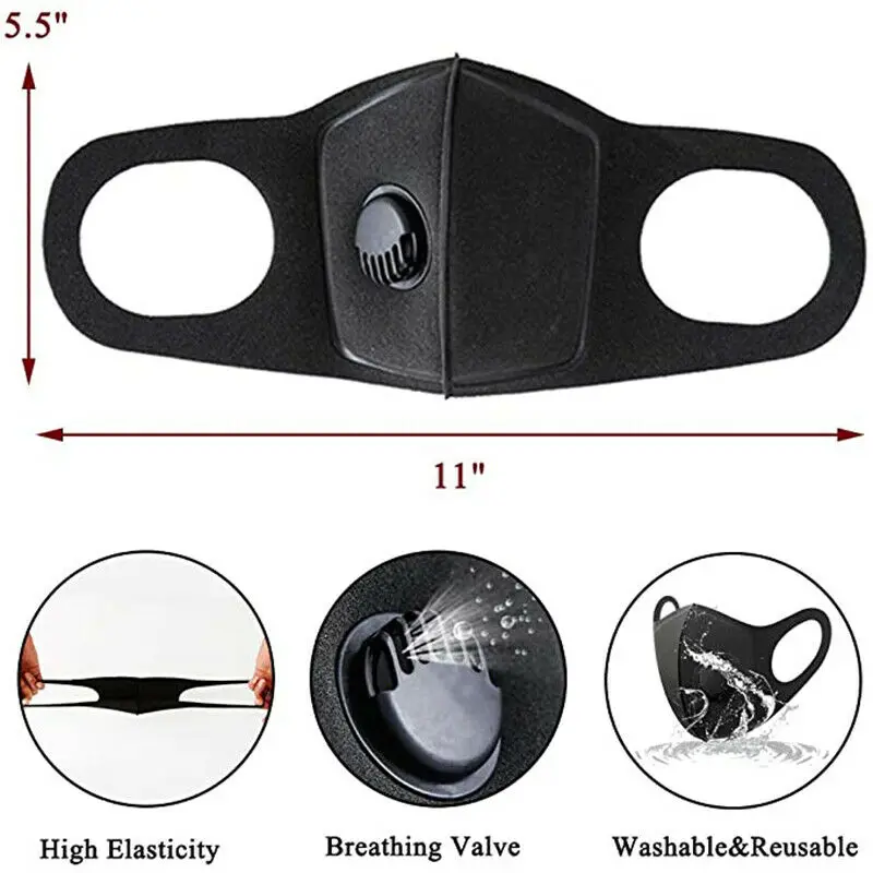 Велоспорт губка маски для лица тренировок респираторы с фильтром черная маска