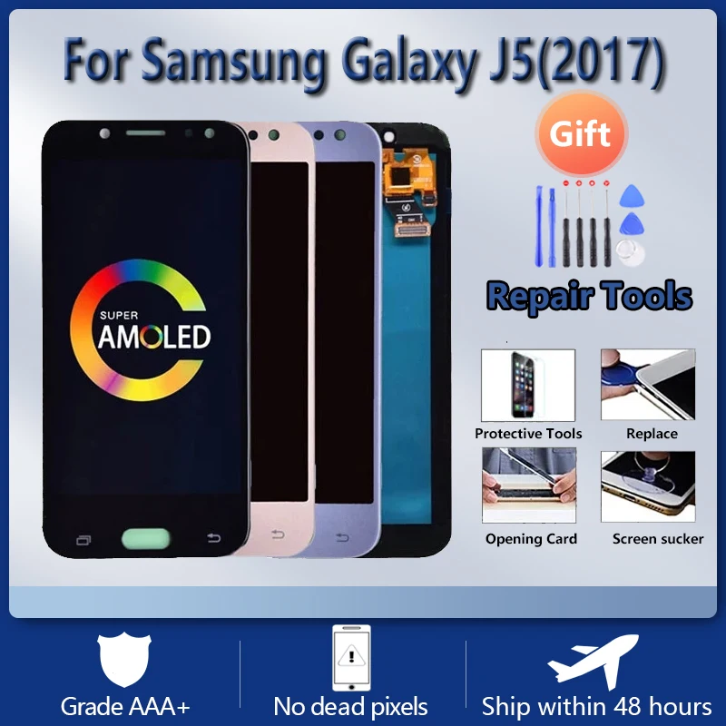 

Super Amoled LCD For Samsung Galaxy J5 2017 J530 J530F AMOLED LCD Display Touch Screen Digitizer Assembly+Free gift