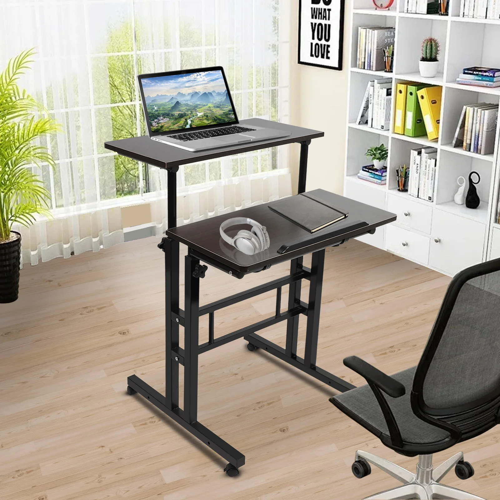Настольная подставка для ноутбука регулируемая высота 60 см с роликами столик