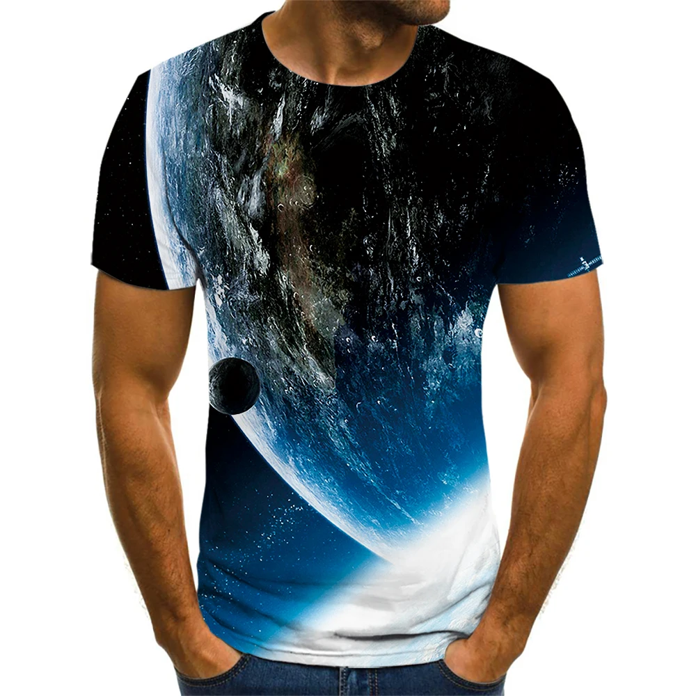 

New 2021 Summer 3D Fashion With National Style Star Print Production Style, Fit, Soft And Breathable Harajuku T-Shirt
